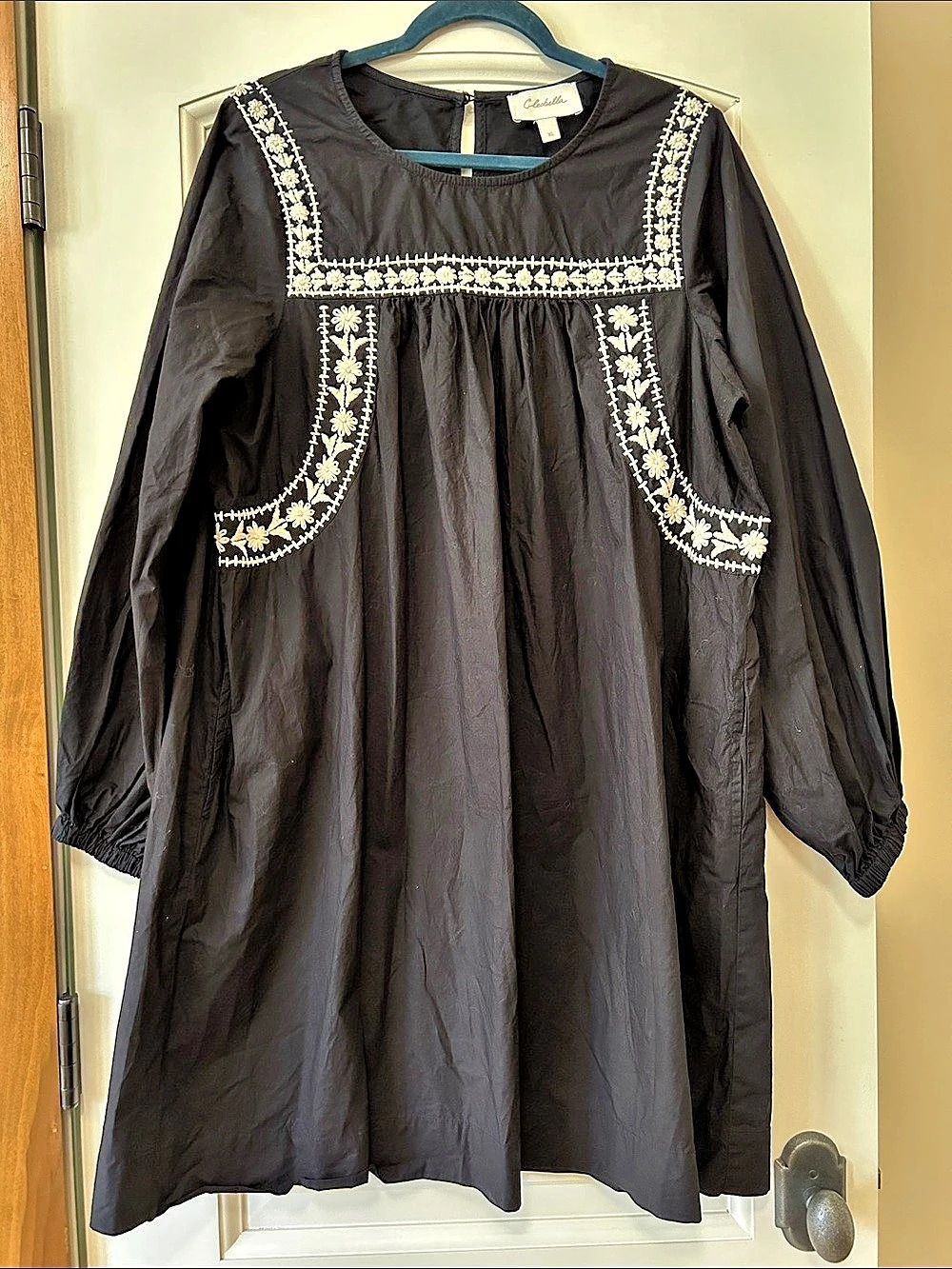 Cleobella Embroidered Black Mini Dress Size XL Like New